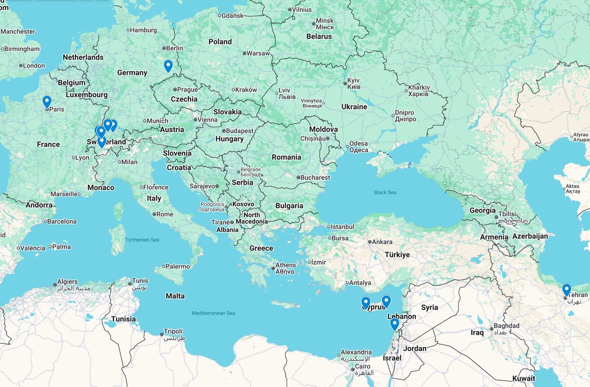 Swiss Embassy with its US interests section leaves Tehran, the Bundeswehr pulls out of the UN mission in Lebanon and France, Italy deploy naval assets to the eastern Mediterranean